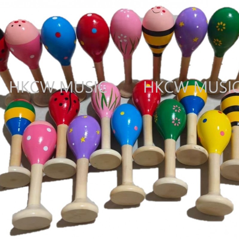 16CM 兒童木質 底坐款 沙錘 底坐沙錘 maraca (單個裝)