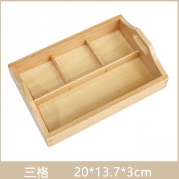 蒙氏 全櫸木托盤 木製教具托盤 收納托盤 (三格+四格分類 一套兩個)