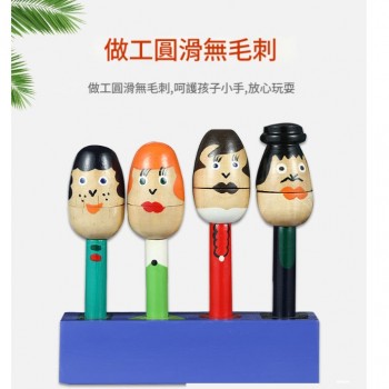 兒童 木柄 卡通木製響板套裝 木柄响板 一套4款家人