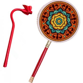 20CM 木質 熱巴鼓 手搖藏族 牛皮熱巴鼓