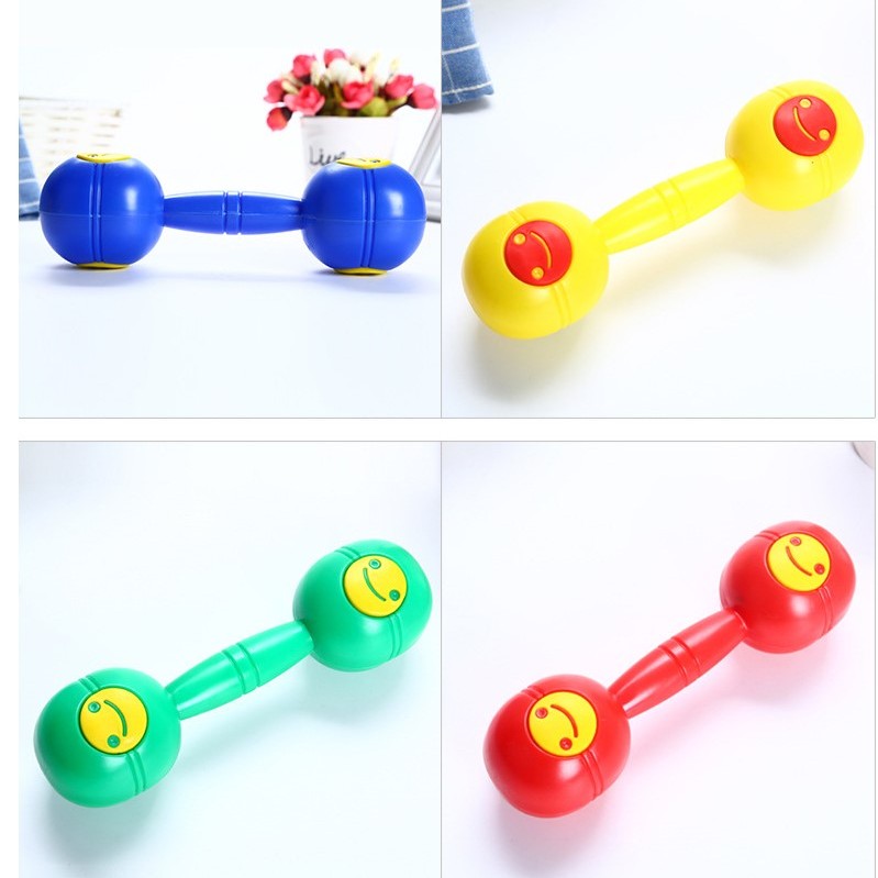 19CM 兒童 彩色笑臉雙頭 塑膠沙錘 maraca (單個裝)