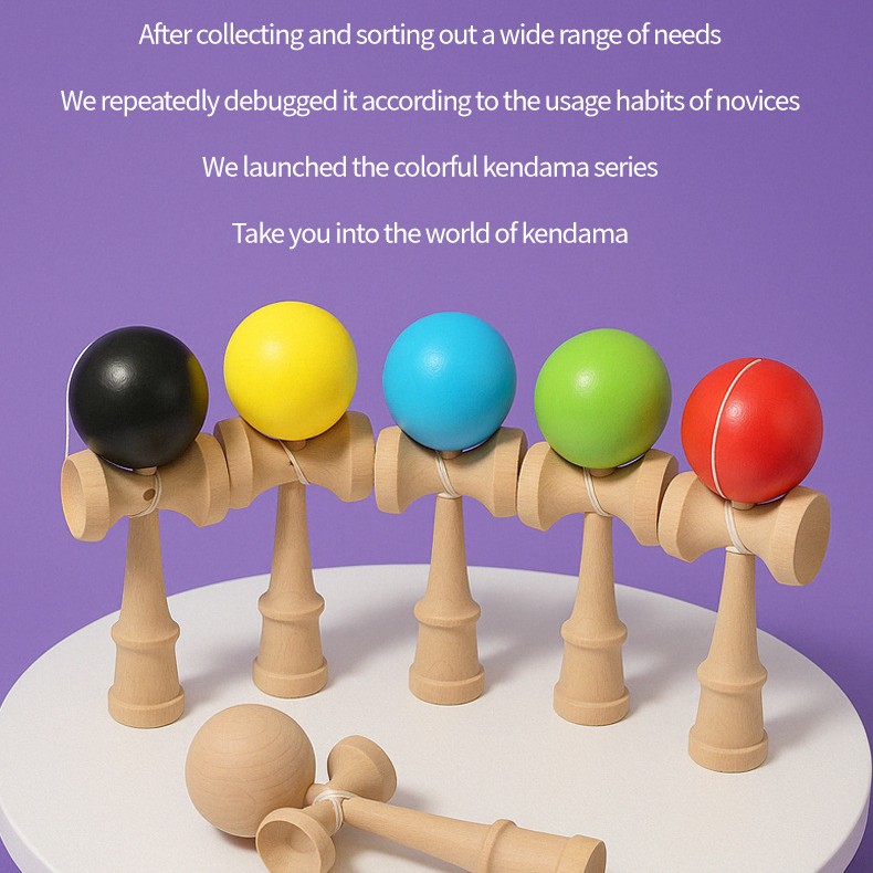 木製技巧球 劍球 劍玉 Kendama 條紋款 (18CM) KE01
