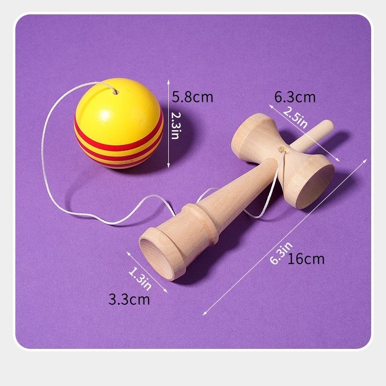 木製技巧球 劍球 劍玉 Kendama 條紋款 (18CM) KE01