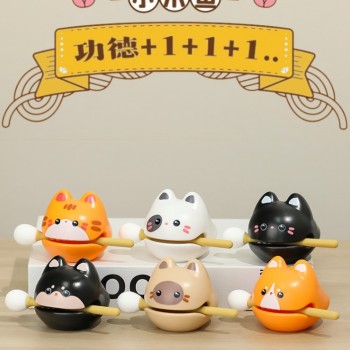 可愛卡通小貓 小狗款 小木魚 一套6款套裝