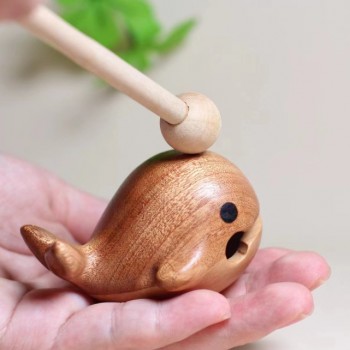鯨魚款 烏檀木 手工木雕 木魚