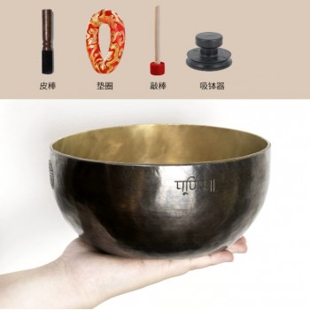 18CM 尼泊爾手工 烏金雙色 滿月頌缽 頌缽 Singing Bowl