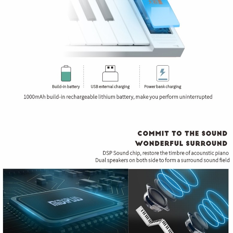 Midiplus foldable piano 88鍵 便攜 折疊充電款手捲琴