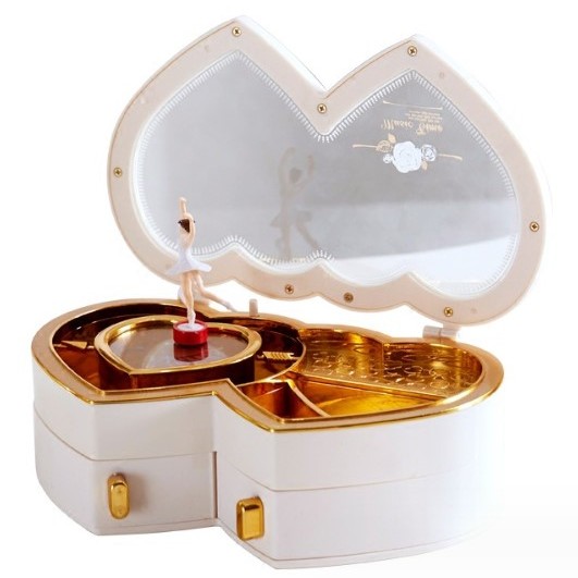 雙心型 女生旋轉芭蕾 音樂盒 MUSIC BOX
