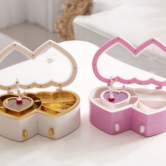 雙心型 女生旋轉芭蕾 音樂盒 MUSIC BOX