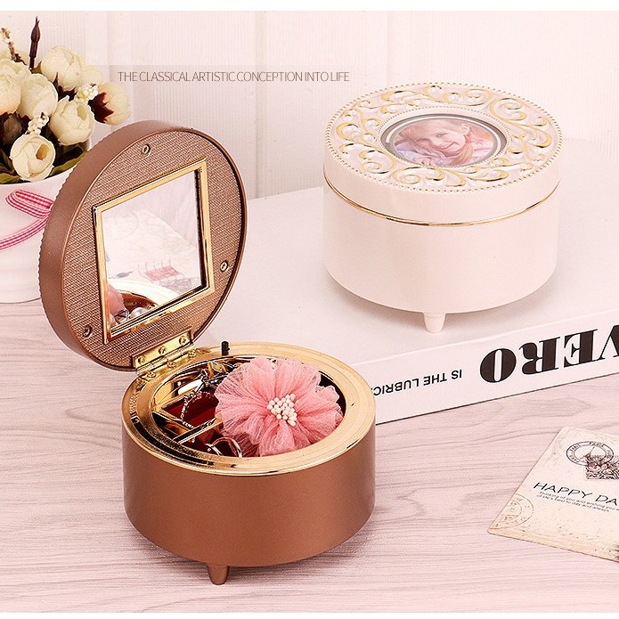 創意 歐式復古 印花小圓盒 音樂盒 MUSIC BOX