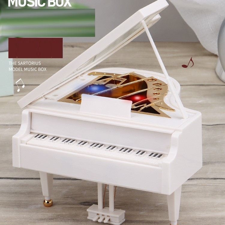 鋼琴 旋轉音樂盒 帶燈光 MUSIC BOX