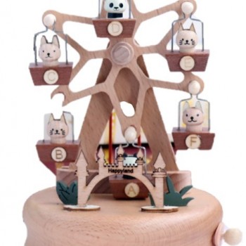圓形 動物摩天輪 木質音樂盒 MUSIC BOX