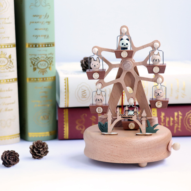 圓形 動物摩天輪 木質音樂盒 MUSIC BOX