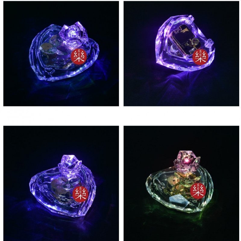 大心型花 透明 帶LED燈 音樂盒 MUSIC BOX