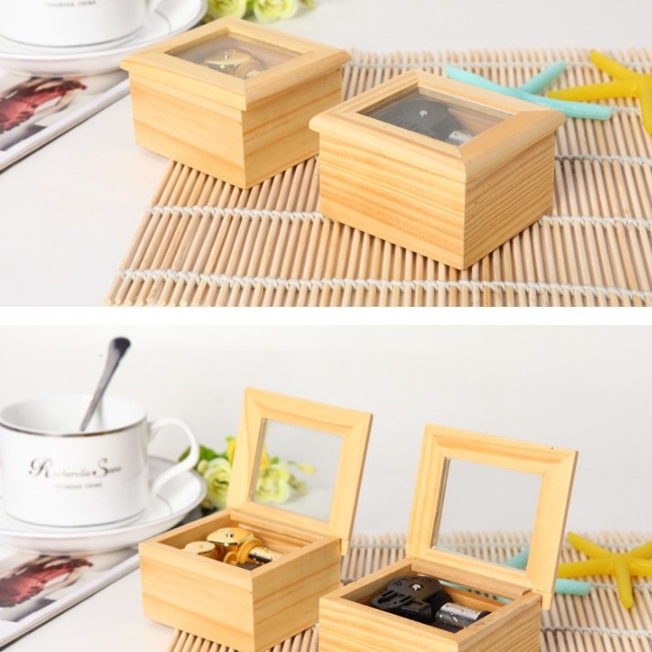 木質 原木玻璃面 木盒 音樂盒 MUSIC BOX