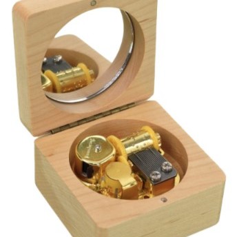 木質 原木 圓形玻璃面 木盒 音樂盒 MUSIC BOX