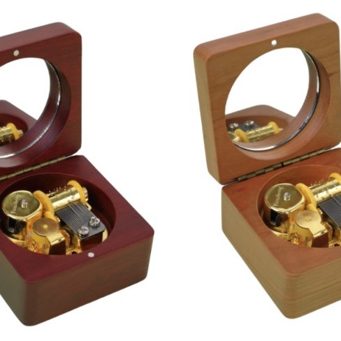 木質 原木 圓形玻璃面 木盒 音樂盒 MUSIC BOX
