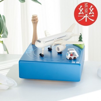 飛機停機坪 音樂盒 木質音樂盒 MUSIC BOX
