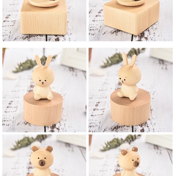 木制 動物款 旋轉音樂盒 MUSIC BOX (單個)