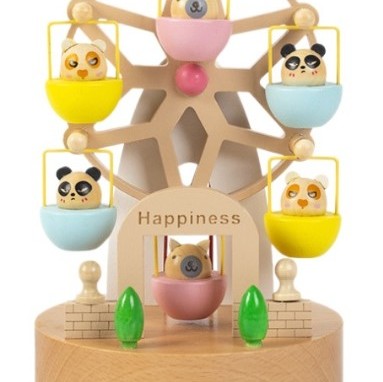 彩色動物 旋轉摩天輪 木質音樂盒 MUSIC BOX