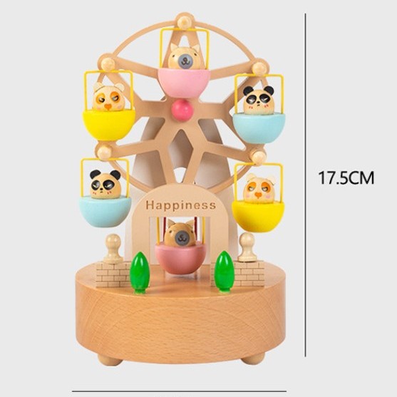彩色動物 旋轉摩天輪 木質音樂盒 MUSIC BOX