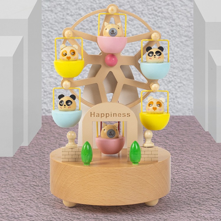 彩色動物 旋轉摩天輪 木質音樂盒 MUSIC BOX