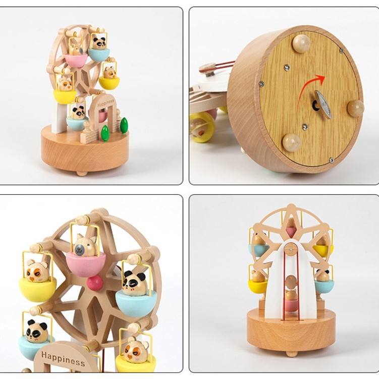 彩色動物 旋轉摩天輪 木質音樂盒 MUSIC BOX