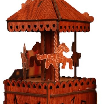 木質 旋轉木馬 音樂盒  MUSIC BOX